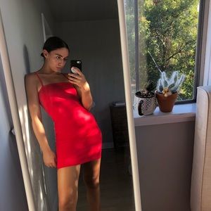 Red slip dress. Perfect for date night!